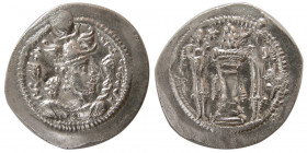 SASANIAN KINGS. Peroz, third crown, (459-484 AD). AR Drachm