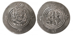 SASANIAN KINGS. Khosrau II, (590-628 AD). AR Drachm. "GD" (Jay-Aspahan) year 30.