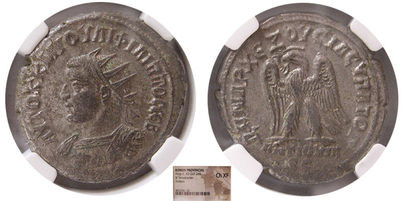 SYRIA, Seleucis and Pieria. Philip II. 247-249 AD. Billon Tetradrachm. Antioch m...