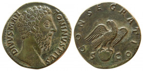 ROMAN EMPIRE. Divus Marcus Aurelius. Æ Sestertius. Rare.