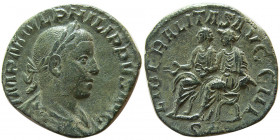 ROMAN EMPIRE. Philip II. 247-249 AD. Æ Sestertius.