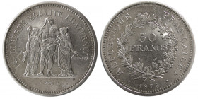 FRANCE. Republic. AR 50 Francs, dated 1975.