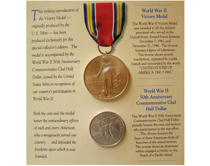 UNITED STATES. WWII Victory Medal(1941-1946) and WWII 50th Anniversary Commemora...