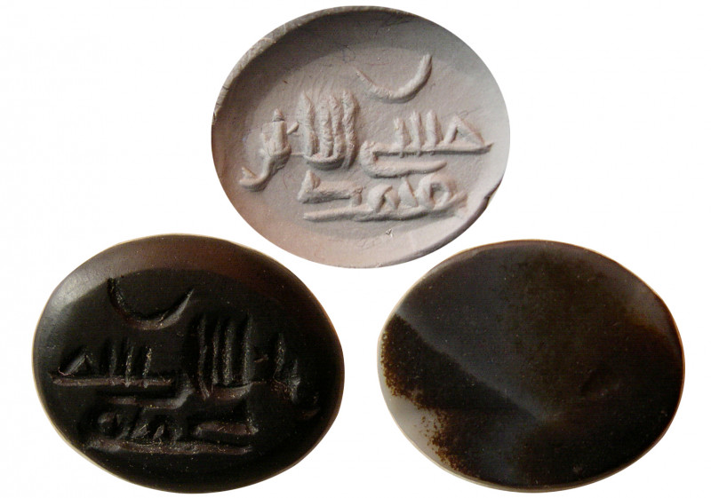 EARLY ISLAMIC, KUFIC SIGNATURE STAMP RING STONE SEAL. Ca. 8th-10th Century AD. (...