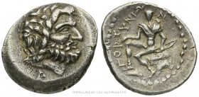 CRÈTE - GORTYNE, Vers 150-67 av. J.-C., Drachme, (Argent - 3,14 g - 17,9 mm - 12h)
A/ Tête diadémée et barbue de Zeus à droite.
R/ Apollon assis à g...