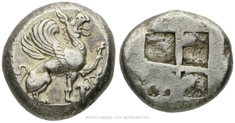 IONIE - TÉOS, Didrachme frappé vers 544-494 av. J.-C., (Argent - 11,74 g - 20,6 ...