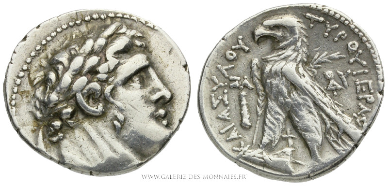 PHÉNICIE - TYR, Tétradrachme ou Shekel d'argent frappé à Tyr en l'an 37 (90/89 a...