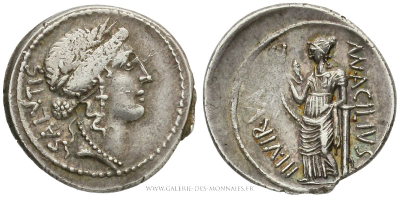 ACILIA - Man. Acilius Glabrio (49 av. J.-C.), Denier, (Argent - 3,78 g - 20,2 mm...