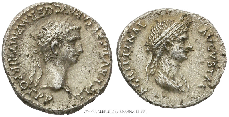 CLAUDE Ier (41-54), Denier frappé à Lyon en 51, (Argent - 3,34 g - 19 mm - 3h)
...