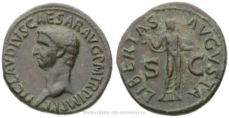 CLAUDE Ier (41-54), As frappé à Rome en 42, (Cuivre - 12,76 g - 30,8 mm - 7h)
A...