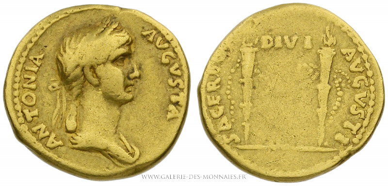 ANTONIA, Mère de Claude Ier (+37), Auréus frappé à Rome vers 41-45, (Or - 7,69 g...