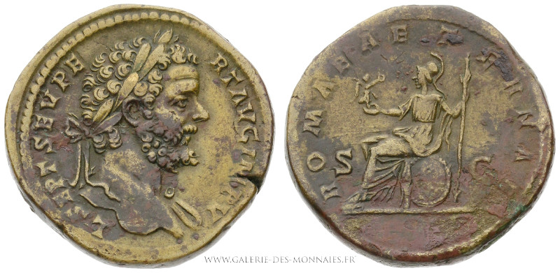 SEPTIME SÉVÈRE (193-211), Sesterce frappé à Rome en 195, (Bronze - 27,8 g - 31,7...