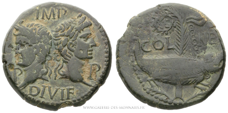 AUGUSTE et AGRIPPA (27 av.-14 ap. J.-C.), Dupondius dit "As de Nîmes" frappé à N...