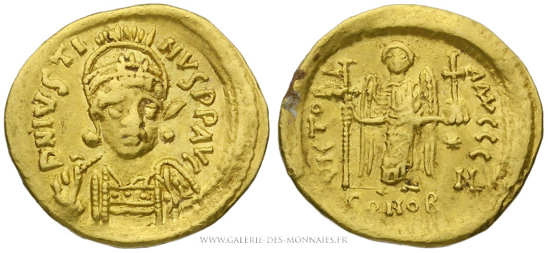 JUSTIN Ier (518-527), Solidus frappé à Constantinople, (Or - 4,44 g - 21,5 mm - ...