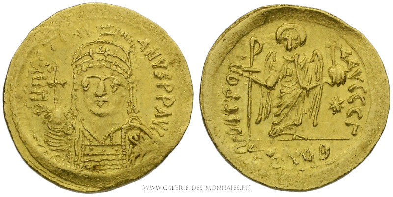 JUSTINIEN Ier (527-565), Solidus frappé à Constantinople, (Or - 4,39 g - 20,7 mm...