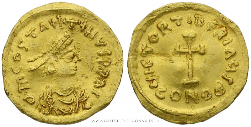 TIBÈRE II CONSTANTIN (578-582), Trémissis frappé à Constantinople, (Or - 1,23 g ...