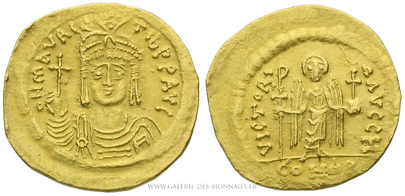 MAURICE TIBÈRE (582-602), Solidus frappé à Constantinople, (Or - 4,33 g - 21,5 m...
