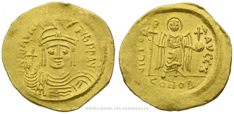 MAURICE TIBÈRE (582-602), Solidus frappé à Constantinople, (Or - 4,39 g - 21,3 m...