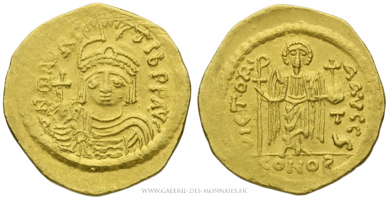 MAURICE TIBÈRE (582-602), Solidus frappé à Constantinople, (Or - 4,48 g - 21,7 m...