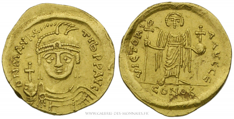 MAURICE TIBÈRE (582-602), Solidus frappé à Antioche, (Or - 4,52 g - 21,3 mm - 7h...