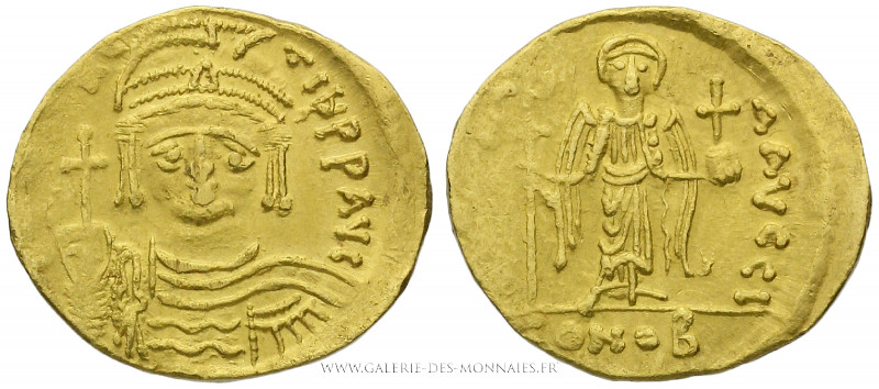 MAURICE TIBÈRE (582-602), Solidus frappé à Antioche, (Or - 4,39 g - 22,1 mm - 7h...