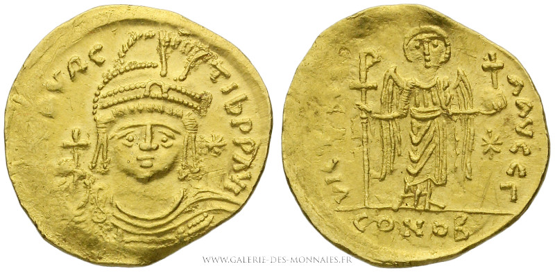 MAURICE TIBÈRE (582-602), Solidus frappé à Antioche, (Or - 4,27 g - 21,4 mm - 6h...