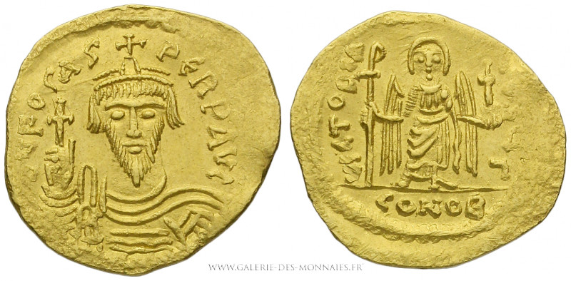 PHOCAS (602-610), Solidus frappé à Constantinople, (Or - 4,31 g - 22,3 mm - 6h)...