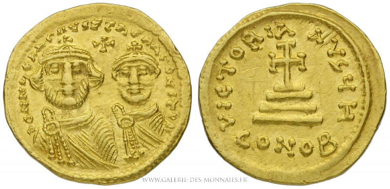 HÉRACLIUS et HÉRACLIUS CONSTANTIN (613-630), Solidus frappé à Constantinople, (O...