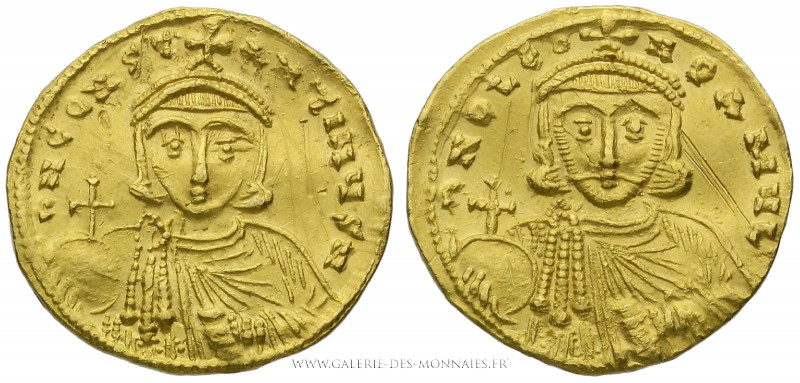 LÉON III et CONSTANTIN V (720-741), Solidus frappé à Constantinople, (Or - 4,41 ...