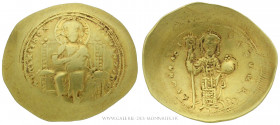CONSTANTIN X Ducas (1059-1067), Nomisma Histaménon frappé à Constantinople, (Or - 4,14 g - 27,3 mm - 6h)
A/ Le Christ nimbé assis de face sur un trôn...