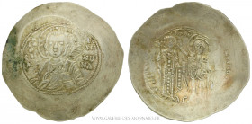 MANUEL Ier Comnène (1143-1180), Nomisma aspron trachy frappé à Constantinople, (Électrum - 3,67 g - 32,4 mm - 6h)
A/ Buste du Christ jeune nimbé de f...