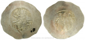 MANUEL Ier Comnène (1143-1180), Nomisma aspron trachy frappé à Constantinople, (Électrum - 4,58 g - 34,5 mm - 6h)
A/ Le Christ nimbé de face assis su...
