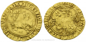 DAUPHINÉ - DAUPHINS DE VIENNOIS, Louis II (1440-1456), Écu d'or du Dauphiné, 1er type, point 2e Romans, (Or - 3,37 g - 26 mm - 7h)
A/ + LVDOVICVS. DA...