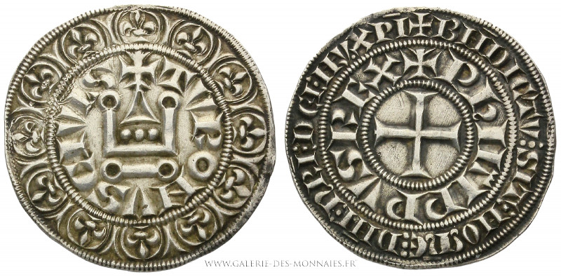 PHILIPPE IV (1285-1314), Gros tournois à l'O rond, (Argent - 4,1 g - 25,4 mm - 9...