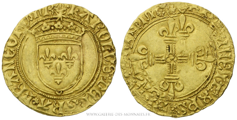 CHARLES VIII (1483-1498), Écu d'or au soleil 1ère émission de 1483 Bordeaux, (Or...