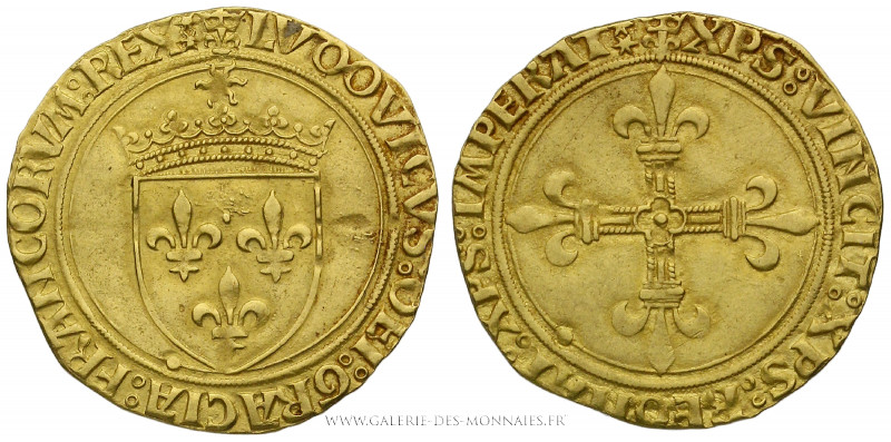 LOUIS XII (1498-1514), Écu d'or au soleil point 18e Paris, (Or - 3,42 g - 25,7 m...