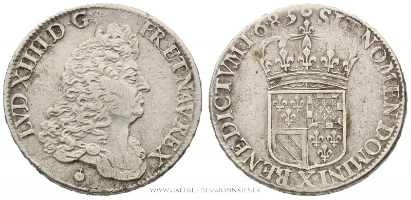 LOUIS XIV (1643-1715), Demi-écu de Flandre 1685 X Amiens, (Argent - 18,26 g - 34...