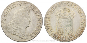 LOUIS XIV (1643-1715), Quart d'écu de Flandre 1688 L couronné Lille, (Argent - 9,23 g - 28,8 mm - 6h)
A/ Buste drapé du Roi à droite.
R/ Écu couronn...