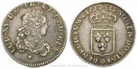 LOUIS XV (1715-1774), 1/3 Écu de France 1722 Q Perpignan, (Argent - 8,09 g - 28 mm - 6h)
A/ Buste du Roi à droite, lauré, drapé et cuirassé.
R/ Écu ...