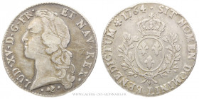 LOUIS XV (1715-1774), Écu au bandeau, 1764 L Bayonne, (Argent - 28,92 g - 41,1 mm - 6h)
A/ Tête du Roi à gauche, ceinte d'un bandeau.
R/ Écu de Fran...