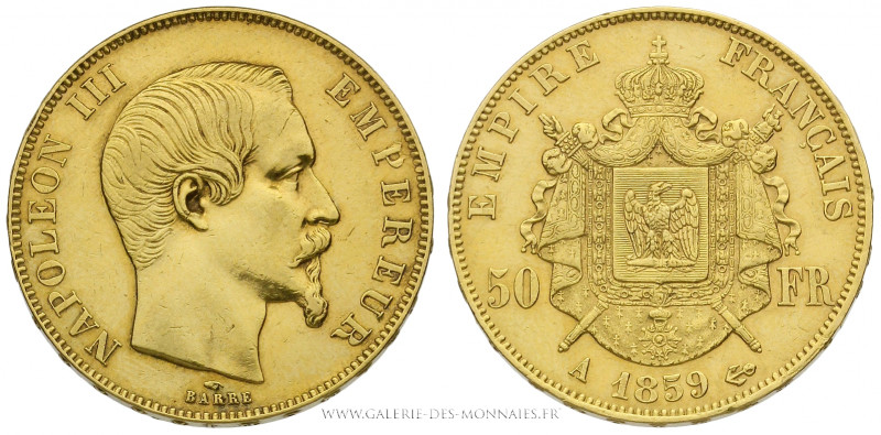 SECOND EMPIRE (1852-1870), 50 FRANCS OR Napoléon III, tête nue, 1859 A Paris, (O...