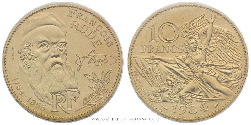 CINQUIÈME RÉPUBLIQUE (1959- ), 10 FRANCS François Rude sculpteur ESSAI 1984 tran...