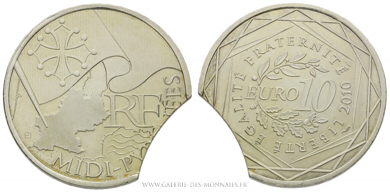 CINQUIÈME RÉPUBLIQUE (1959- ), 10 EURO Région Midi-Pyrénées 2010 au flan clipé, ...