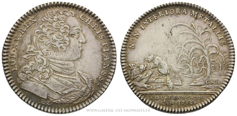 AMÉRIQUE, LOUIS XV (1715-1774), Jeton argent 1754 Canada, (Argent - 6,14 g - 28,...