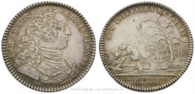 AMÉRIQUE, LOUIS XV (1715-1774), Jeton argent 1754 Canada, (Argent - 6,14 g - 28,8 mm - 6h)
A/ Buste cuirassé du Roi à droite, au-dessous signature JC...
