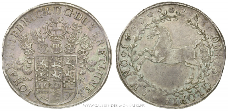 ALLEMAGNE, BRUNSWICK-LUNENBOURG - Jean-Frédéric (1665-1679), Thaler 1667, (Argen...