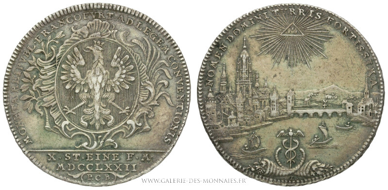 ALLEMAGNE, FRANCFORT-SUR-LE-MAIN, Thaler 1772, (Argent - 27,96 g - 39,7 mm - 12h...