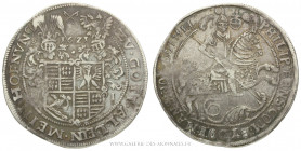 ALLEMAGNE, MANSFELD-ARTERN - Philippe Ernst (1585-1631), Thaler 1612 HI, (Argent - 28,78 g - 42,2 mm - 12h)
A/ Armes.
R/ Saint Georges à cheval terr...