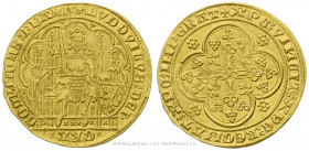 BELGIQUE, COMTÉ DE FLANDRE - Louis II de Male (1346-1384), Ecu d'or à la chaise, variété écu au lion atelier de Gand ou Malines, (Or - 4,47 g - 29,6 m...