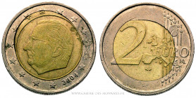 BELGIQUE, Albert II (1993-2013), 2 EURO Albert II 2004 au cœur déformé, (Bimétallique Cupro-alu et Nickel - 8,51 g - 25,7 mm - 12h)
A/ Tête d'Albert ...